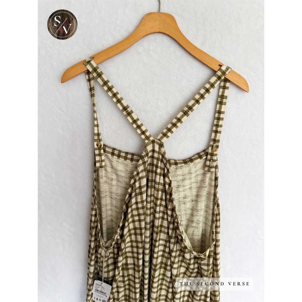 Known Supply Jumpsuit Women 2XL Olive Caden Plaid Organic Cotton Overalls - Picture 5 of 11